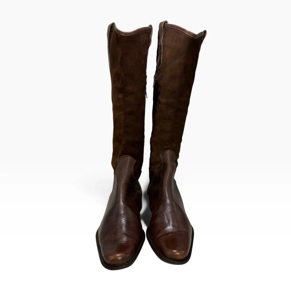 Eddie Bauer Brown Tall Equestrian Style Leather Footbed Suede Shaft Boots 8M